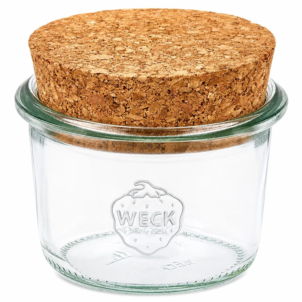 WECK murarburk 80ml RR60 med lock av naturkork Konserveringsburk av klarglas