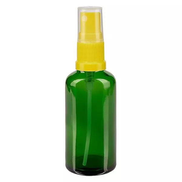 Apoteksflaska grön 50ml med gul spraytopp Apoteksflaska grön 50ml med gul spraytopp