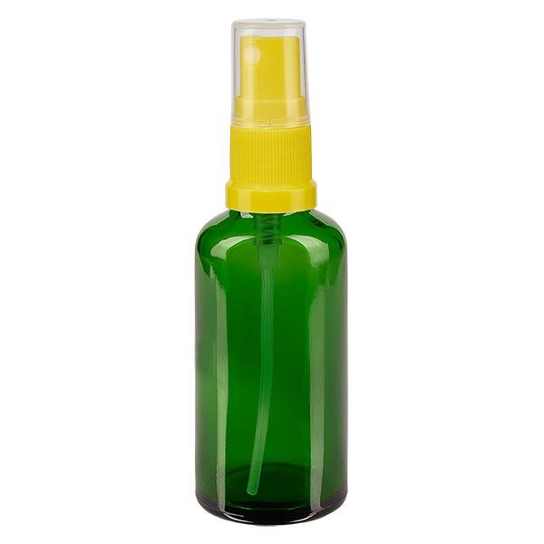Apoteksflaska grön 50ml med gul spraytopp Apoteksflaska grön 50ml med gul spraytopp
