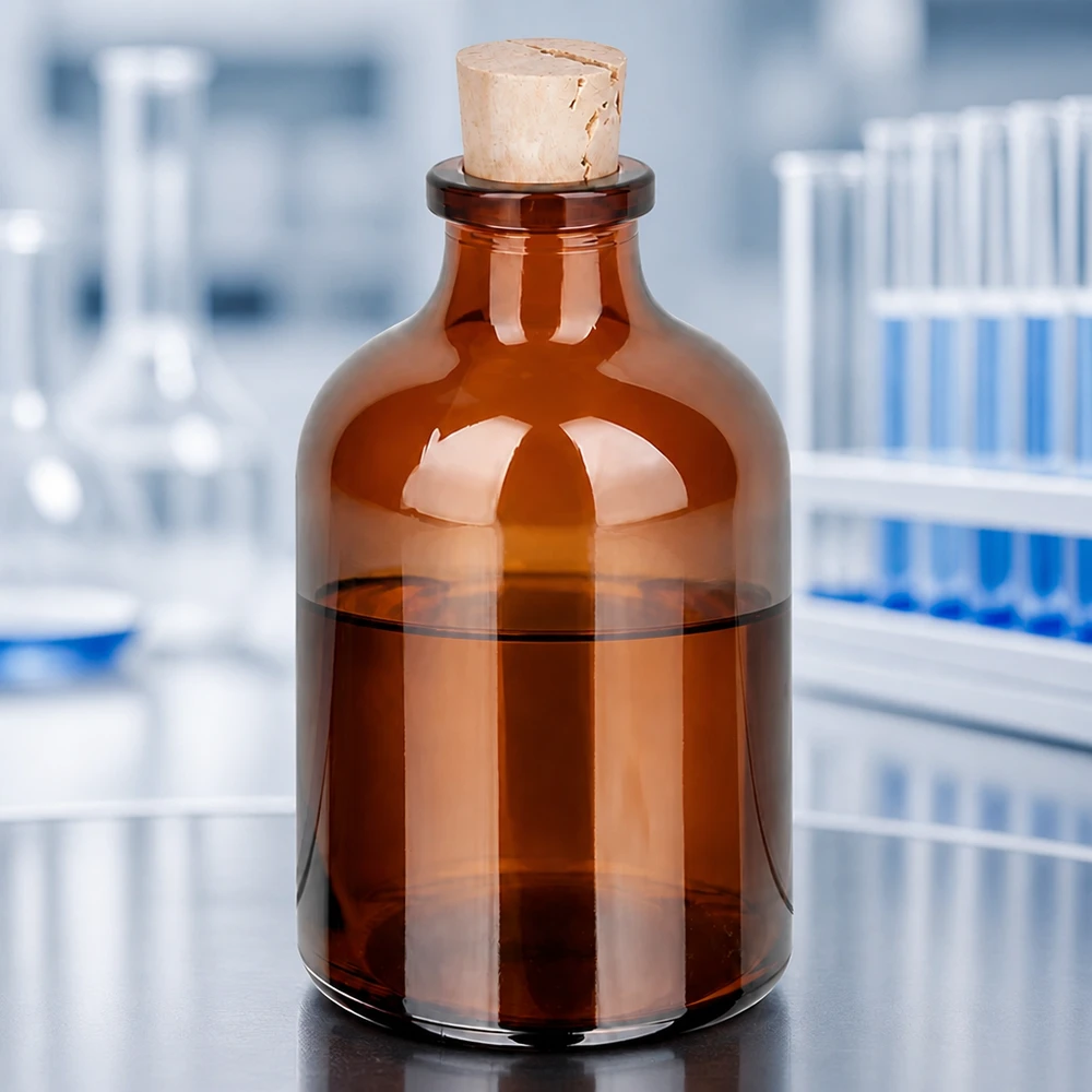 Bärnstensfärgad glasflaska 50ml med kork 11/14mm Handliche Braunglasflasche 50ml mit Korken als Verpackungslösung für Naturheilmittel