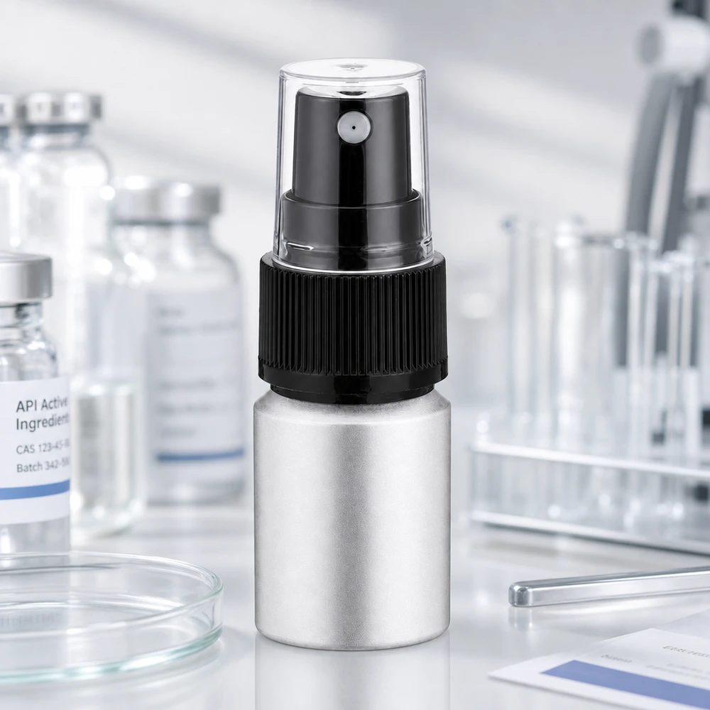 Påfyllningsbar 10 ml aluminiumflaska med atomiserare för resor och mobil användning silver matt