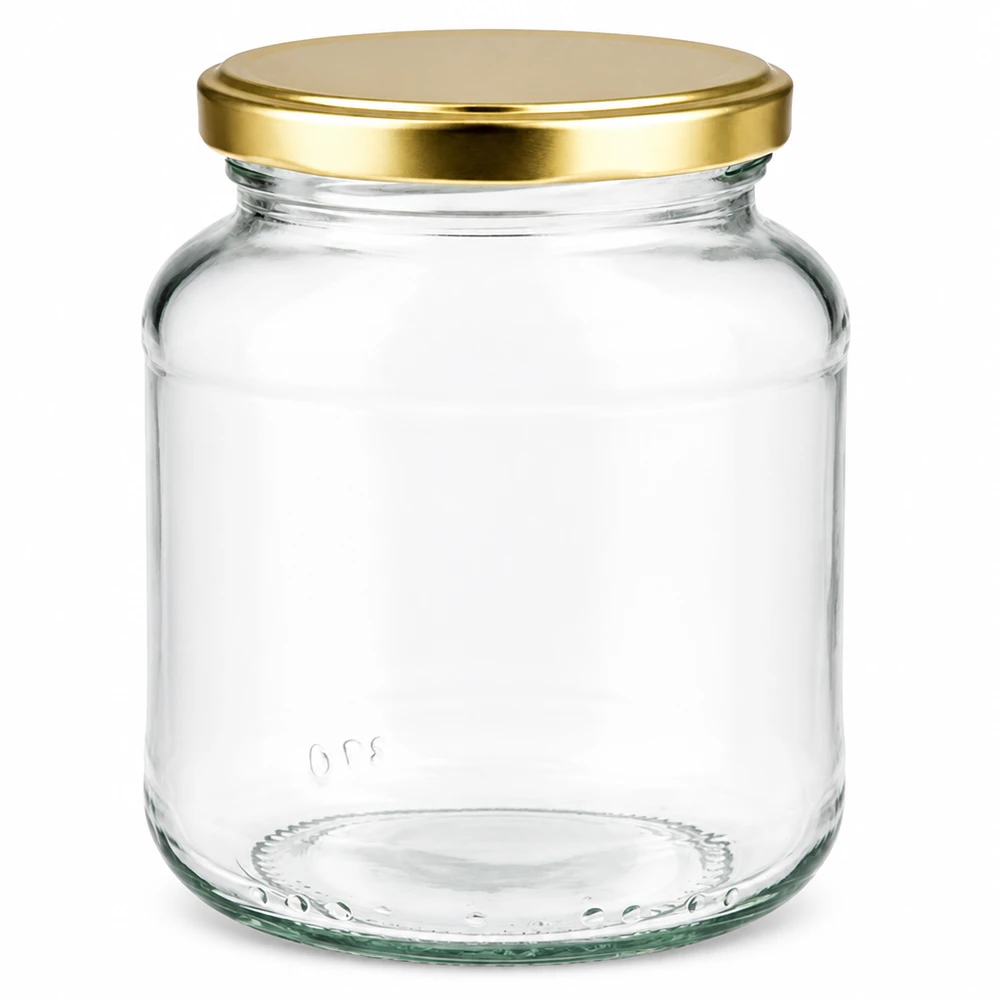 370 ml oval burk med gyllene BasicSeal-lock UNiTWIST - tom konserveringsburk för sylt och konserver
