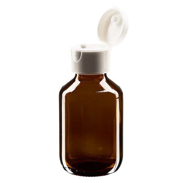 100 ml medicinflaska brun, med flip-top-lock ApoGlas 100 ml medicinflaska brun, med flip-top-lock ApoGlas