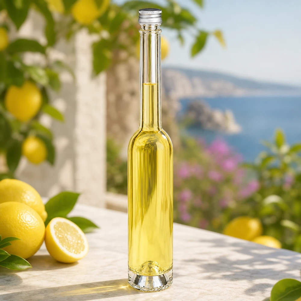 100 ml Toni glasflaska med silverskruvkork - elegant smal form för limoncello