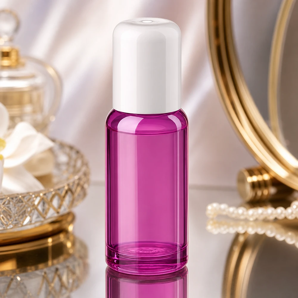 20ml roll-on flaska vit standard PurpleLine UT18/20 Högkvalitativ glasflaska 20 ml med roll-on-lock i transparent lila för kosmetiska produkter