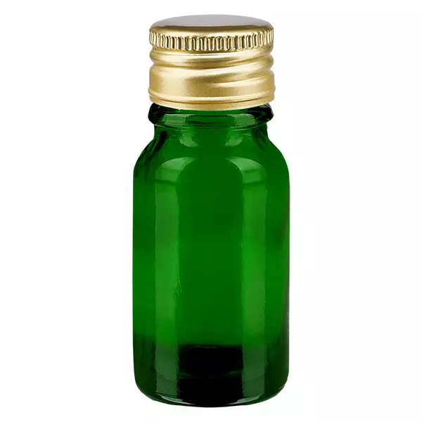 10ml flaska 11mm skruvkork Alu-Gold Standard GreenL. UT18/10 10ml flaska 11mm skruvkork Alu-Gold Standard GreenL. UT18/10
