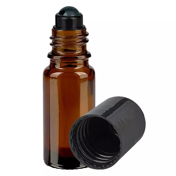 Apoteksflaska brun 10ml roll-on lock svart Apoteksflaska brun 10ml roll-on lock svart