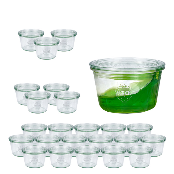 Set med 24 Weck-glasburkar, 370 ml, med 24 glaslock
