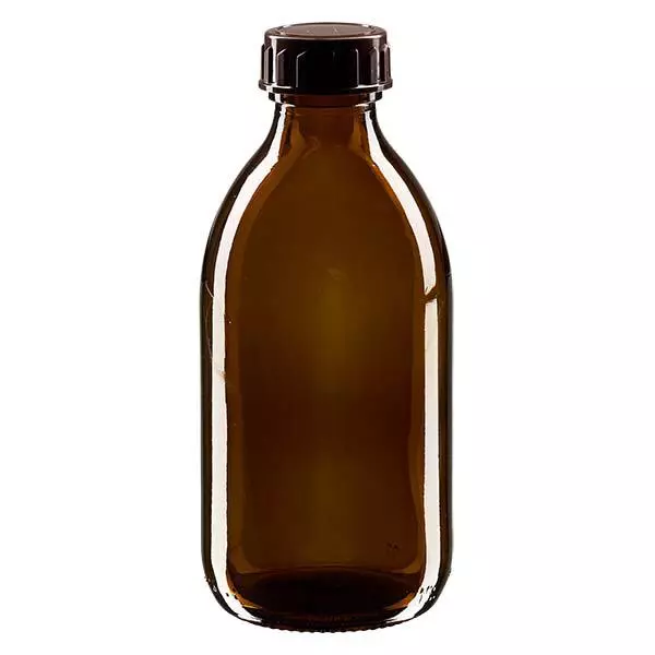 250ml medicinflaska brun, med lock brun ApoGlas