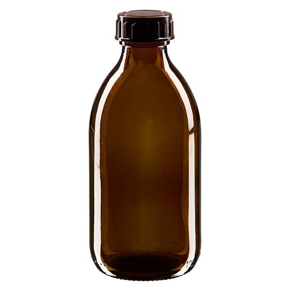 250ml medicinflaska brun, med lock brun ApoGlas
