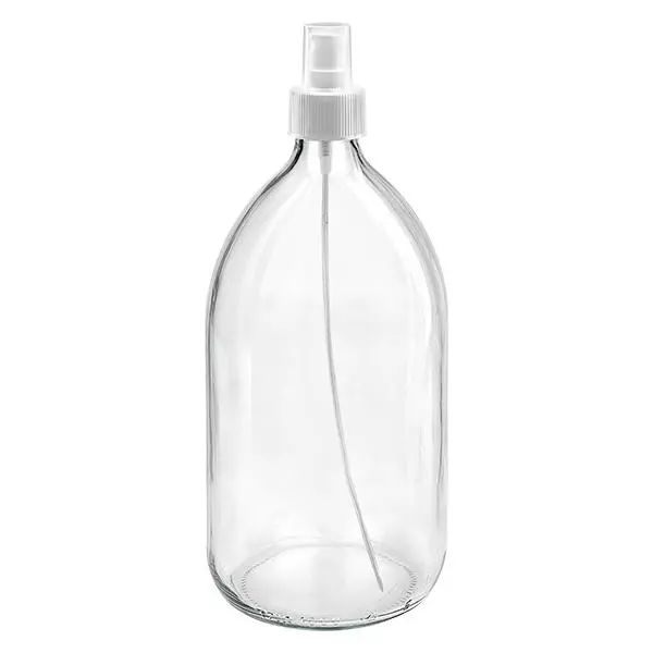 1000ml medicinflaska klar, pumpförstärkare vit ApoGlas 1000ml medicinflaska klar, pumpförstärkare vit ApoGlas