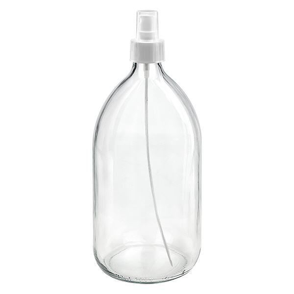 1000ml medicinflaska klar, pumpförstärkare vit ApoGlas 1000ml medicinflaska klar, pumpförstärkare vit ApoGlas