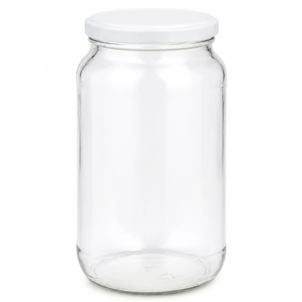 1062ml rund burk med BasicSeal-lock vit UNiTWIST 1062ml rund burk med vitt BasicSeal-lock UNiTWIST-lock förvaringsburk konserveringsburk transparent