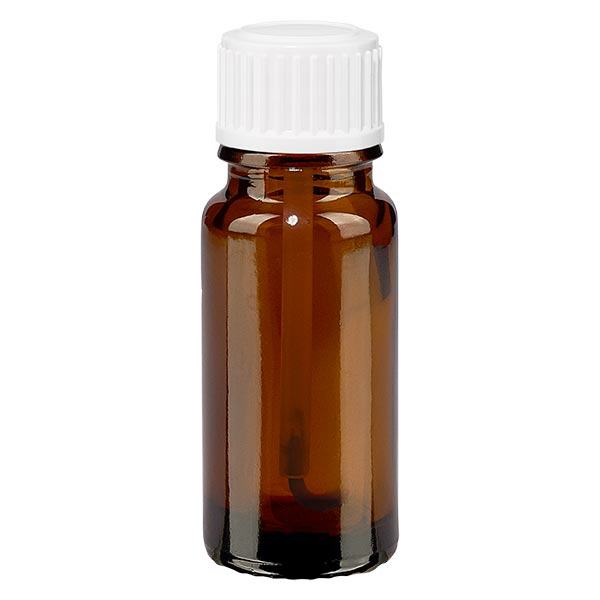 Apoteksflaska brun 10ml skruvlock vit borste Apoteksflaska brun 10ml skruvlock vit borste