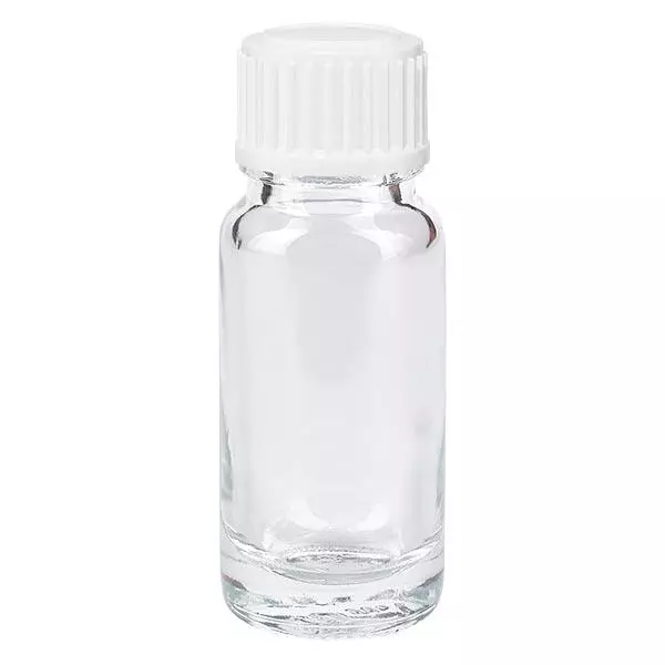 Apoteksflaska klar 10ml skruvkork vit standard Apoteksflaska klar 10ml skruvkork vit standard