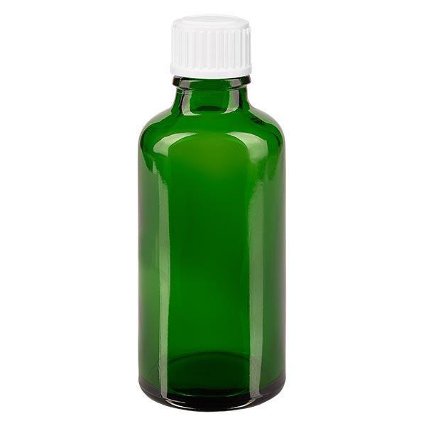 Apoteksflaska grön 50ml skruvkork vit standard Apoteksflaska grön 50ml skruvkork vit standard