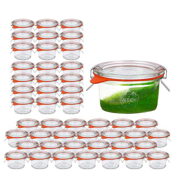Set med 48 Weck 50ml Krossade glasögon med 48 glaslock