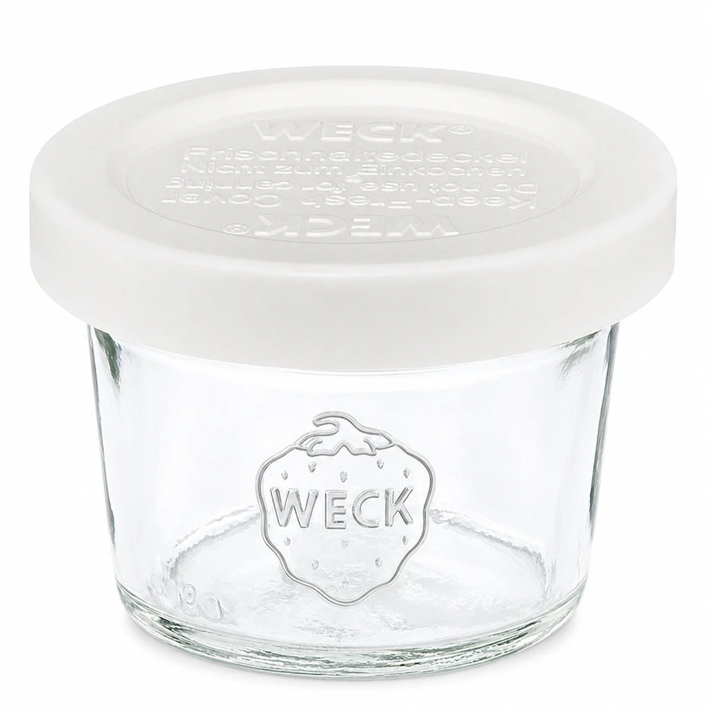 35 ml WECK RR40 murarburk med vitt lock, liten konserveringsburk i glas för sylt och pålägg