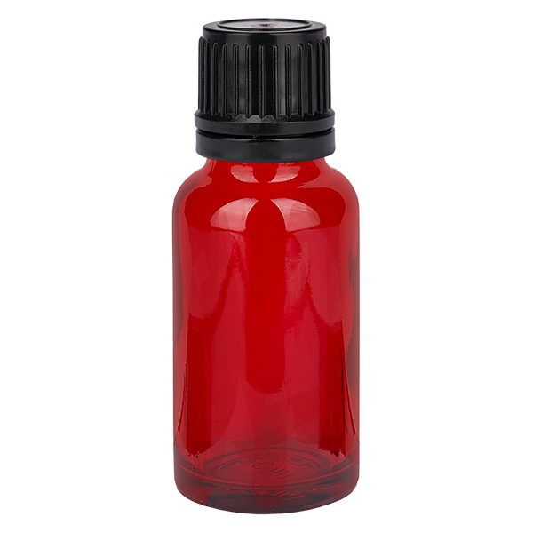 20 ml globflaska 3 mm hällring svart förslutning med sabotageskydd RedLine UT18/20