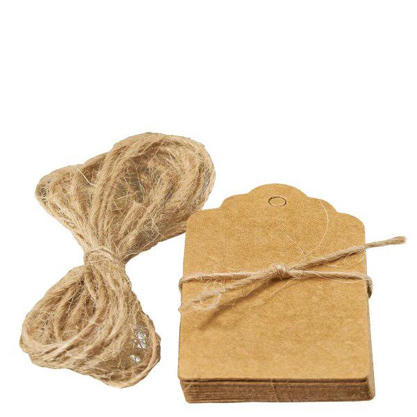 Hänge 30 x 50 mm med snöre (förpackning med 10 stycken) Bruna pappersetiketter 30x50mm med naturfibersnöre förpackning om 10 för presentförpackning och pyssel