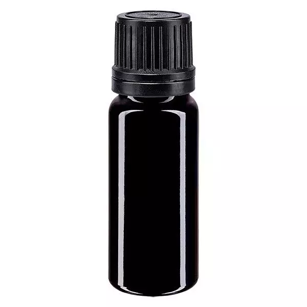 Apoteksflaska violett 10ml skruvkork svart hällring tamper evident förslutning Apoteksflaska violett 10ml skruvkork svart hällring tamper evident förslutning