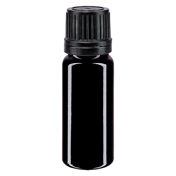 Apoteksflaska violett 10ml skruvkork svart hällring tamper evident förslutning Apoteksflaska violett 10ml skruvkork svart hällring tamper evident förslutning
