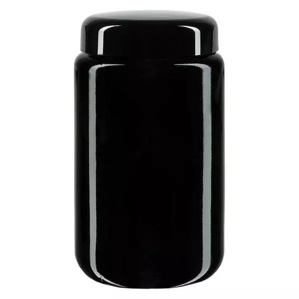 Bredhalsad burk + violett glas 400ml, med svart lock Bredhalsad burk + violett glas 400ml, med svart lock
