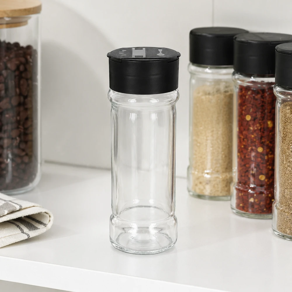 Salt- och kryddburk 100 ml med dubbel ströare, svart