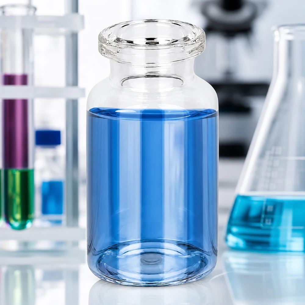 Injektionsflaska av klarglas 10ml Sterilisierbare Injektionsflasche 10ml aus Klarglas mit großem Füllvolumen und engem Flaschenhals