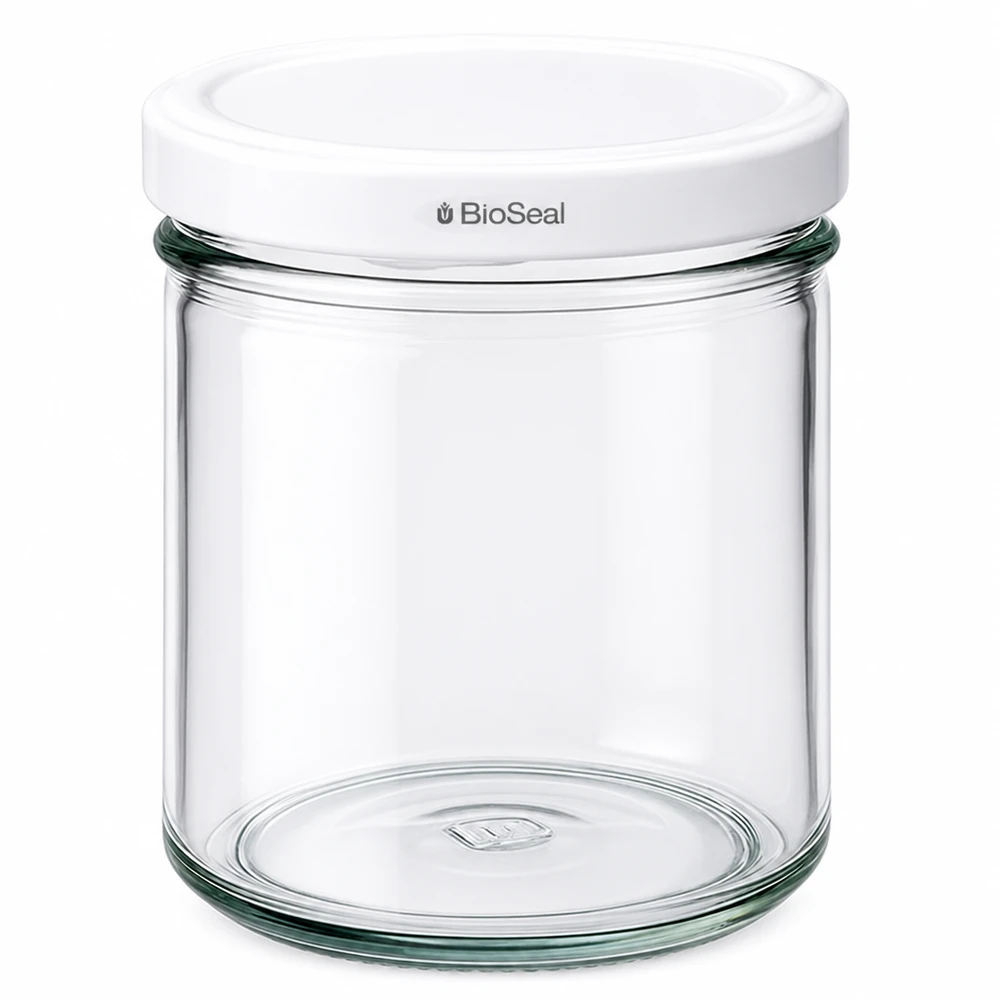 167 ml Krossade glasögon med vitt UNiTWIST BioSeal-lock UNiTWIST konserveringsburk 167 ml med vitt TO66 BioSeal-lock Förvaringsburk Konserveringsburk transparent