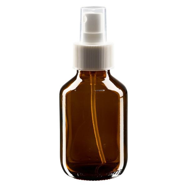 100ml medicinflaska brun, pumpförstärkare vit ApoGlas