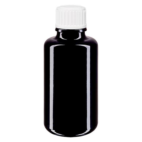 Apoteksflaska violett 30 ml skruvlock vita kulor standard Apoteksflaska violett 30 ml skruvlock vita kulor standard