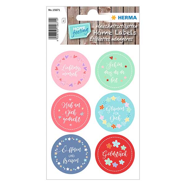 Klistermärke "Darling" (12 klistermärken med glitter) ø34mm