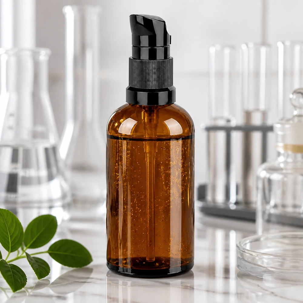 100ml pumpflaska svart standardlock BrownLine UT18/100 Högkvalitativ 100 ml pumpflaska BrownLine med exakt doseringsdispenser för professionell kosmetikapplicering