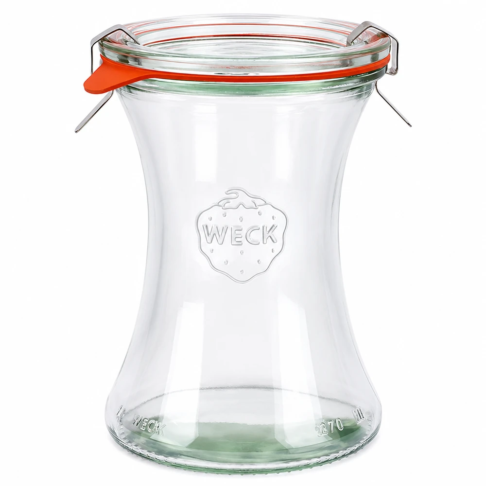 370 ml delikatessburk, komplett WECK RR80 WECK delikatessburk 370ml RR80 med glaslock gummiring och klämmor komplett set för konservering