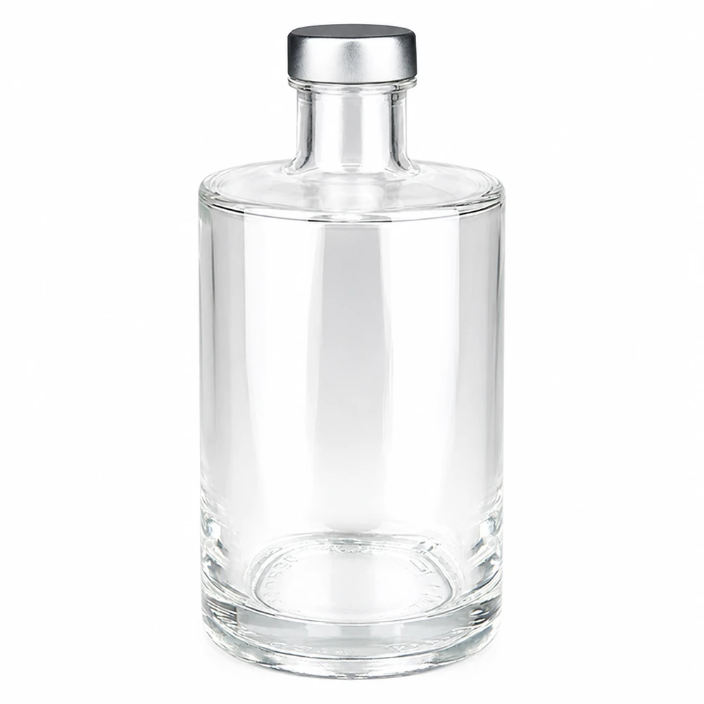 375 ml glasflaska Sam och skruvkork silver UNiTWIST® 375 ml glasflaska Sam med silverfärgad skruvkork UNiTWIST - tom transparent spritflaska