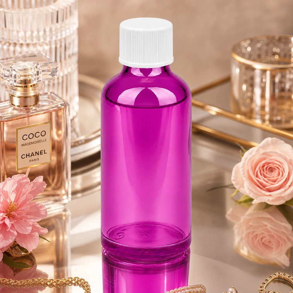 Elegant 50 ml flaska i Purple Line-design med vitt lock för lyxig hudvård