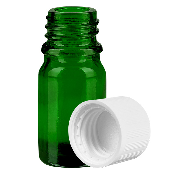5ml flaska 11mm skruvkork vit standard med sabotageskydd GreenLine UT18/5