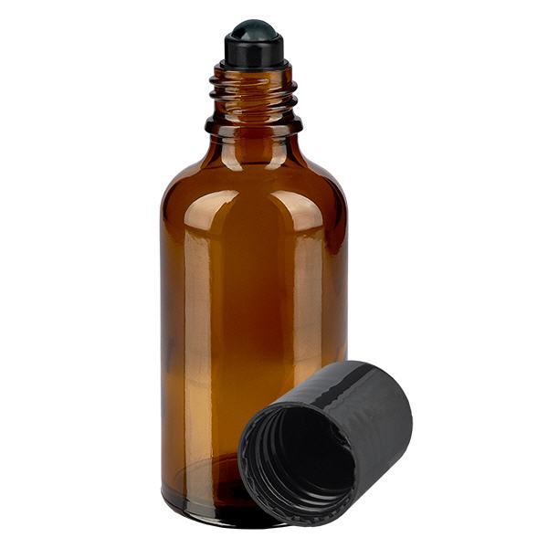 Apoteksflaska brun 50ml roll-on lock svart Apoteksflaska brun 50ml roll-on lock svart