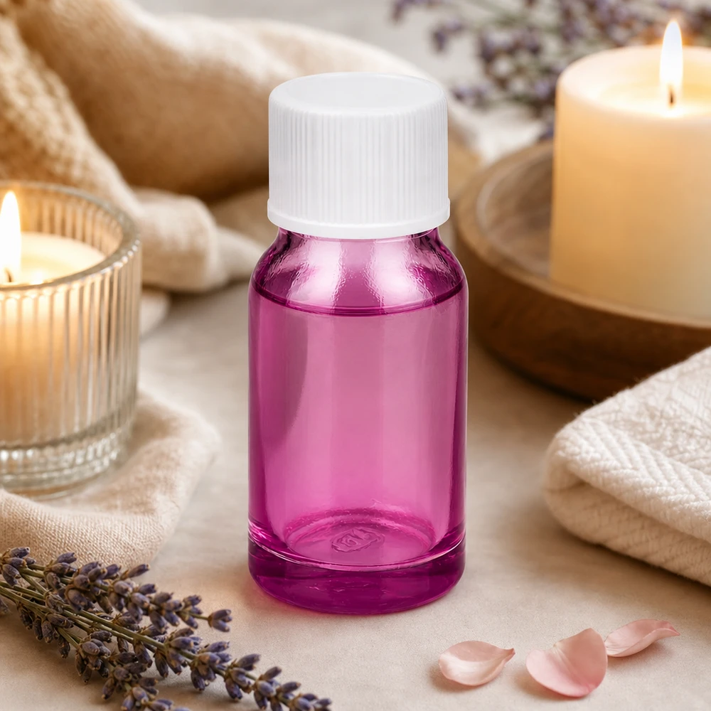 10ml flaska 11mm skruvkork vit standard PurpleLine UT18/10 10 ml violett glasflaska med vitt skruvlock för DIY-kosmetika och hemmagjorda serum