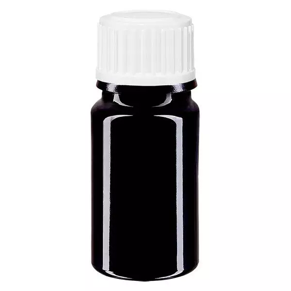 Apoteksflaska violett 5ml skruvlock vit-svart globuli standard Apoteksflaska violett 5ml skruvlock vit-svart globuli standard