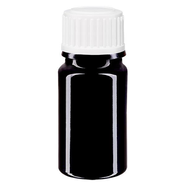Apoteksflaska violett 5ml skruvlock vit-svart globuli standard Apoteksflaska violett 5ml skruvlock vit-svart globuli standard
