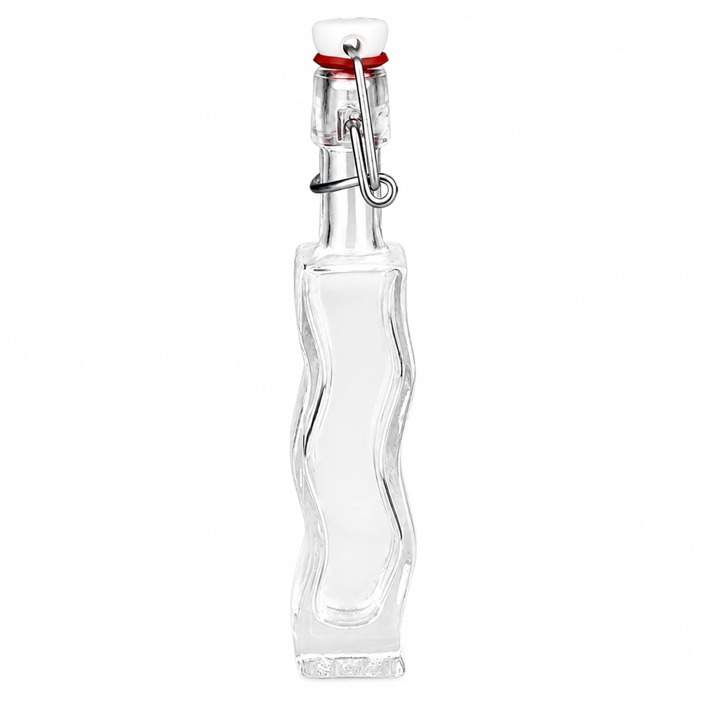40 ml glasflaska Anna med transparent glas och vit PVC-gungtopp UNiTWIST, böjd form