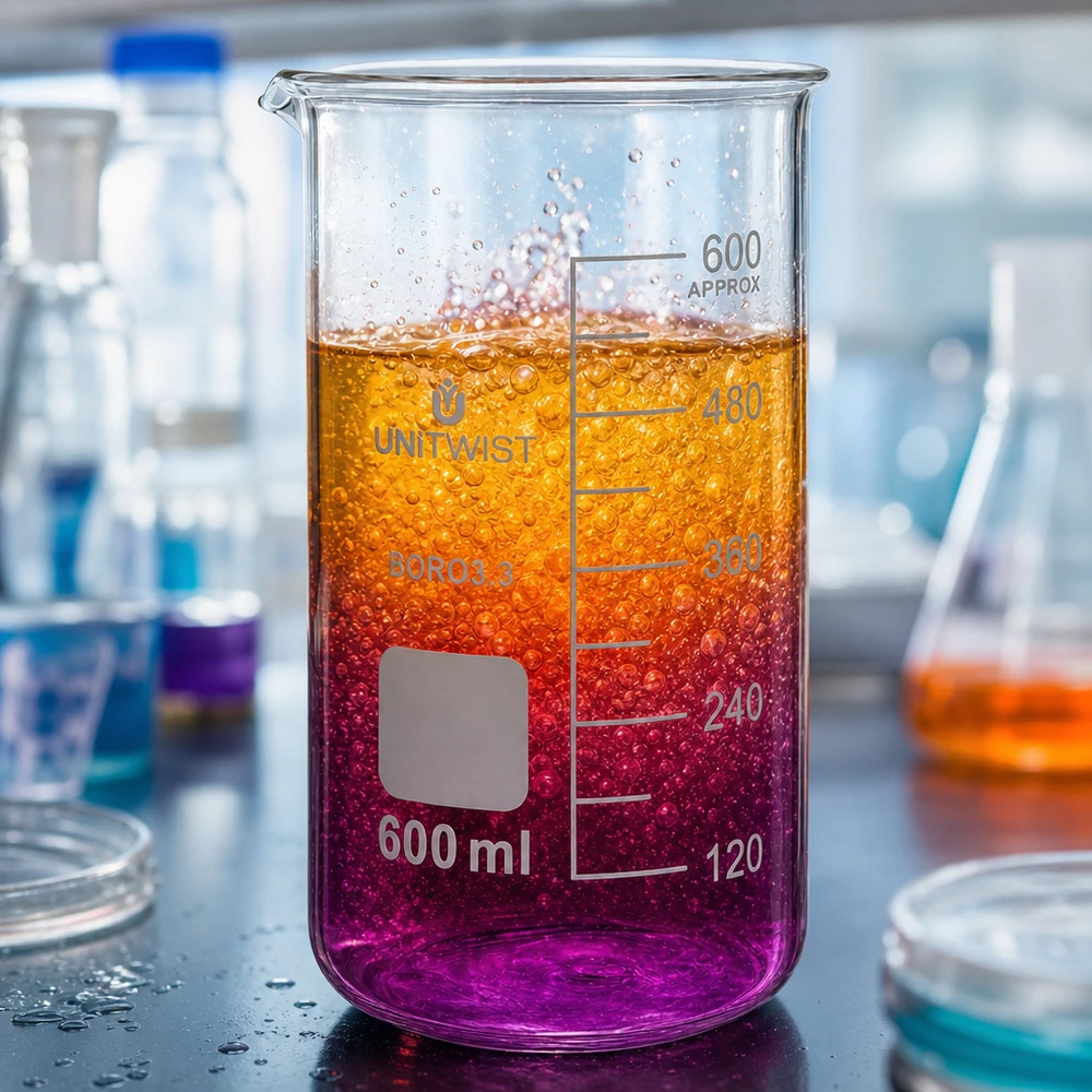 UNITWIST Bägare 600 ml, hög modell, borosilikatglas med orange-lila färgövergång