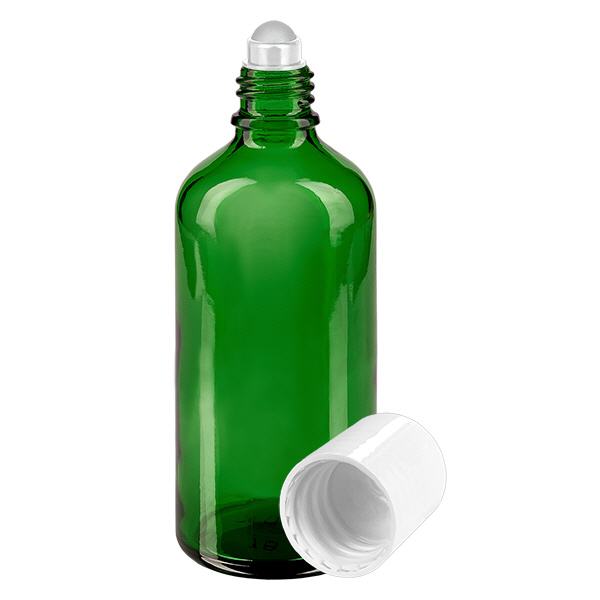 Apoteksflaska grön 100ml roll-on lock vit Apoteksflaska grön 100ml roll-on lock vit