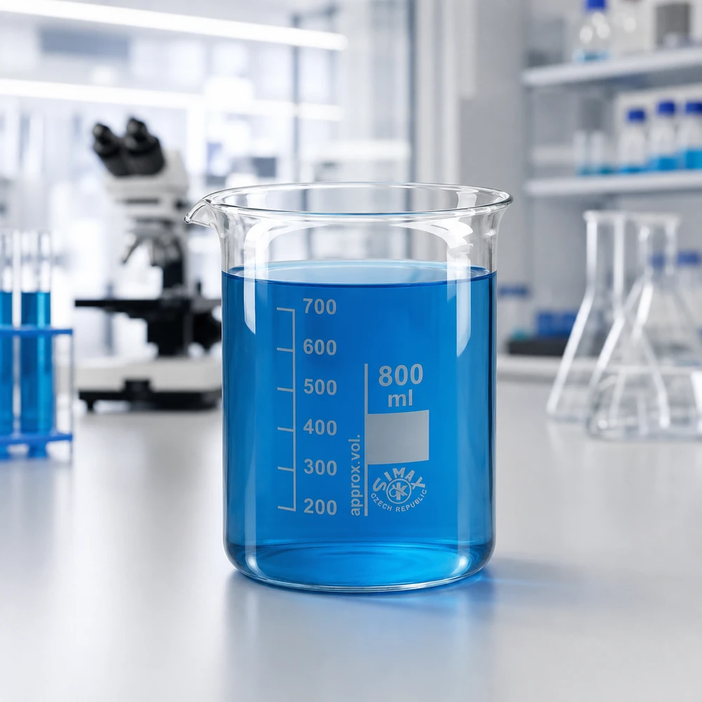 Bägare 800ml lågformad av borosilikatglas för laboratorieapplikationer och kemiska experiment