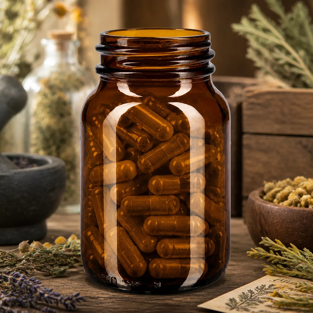 250ml bärnstensglasflaska med bred hals Brun glasflaska 250 ml med bred hals, idealisk för kapslar och tabletter