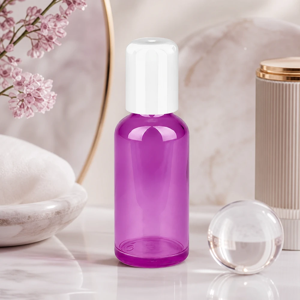 50ml roll-on flaska vit standard PurpleLine UT18/50 50 ml kosmetikflaska med roll-on-applikator vit STD-lock för exakt applicering