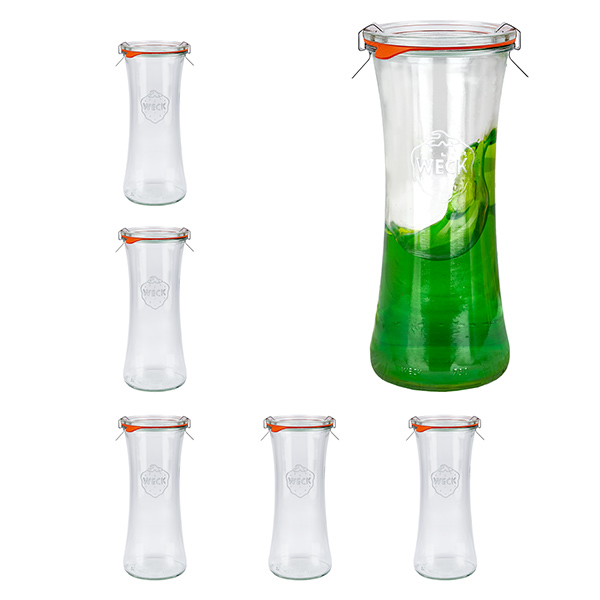Set med 6 Weck-burkar 700 ml delikatessburk med glaslock Set med 6 Weck-burkar 700 ml delikatessburk med glaslock