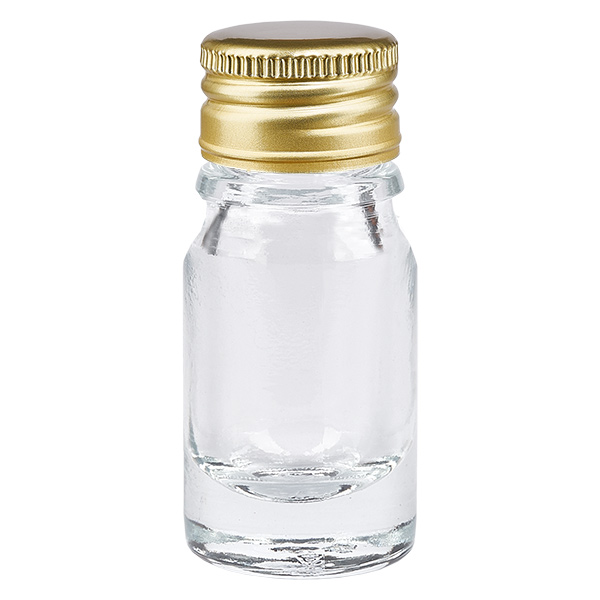 5ml flaska 11mm skruvkork aluminium guld standard ClearLine UT18/5